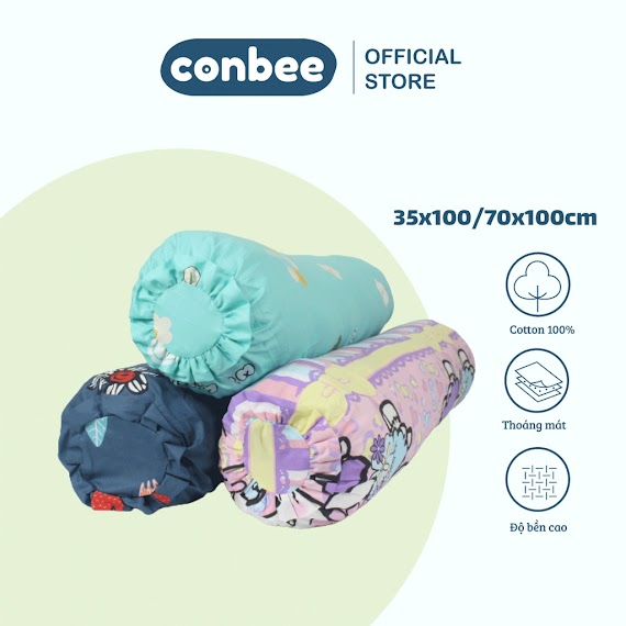 Vỏ Gối Ôm Kéo Khóa 35X100Cm 70X100Cm Cotton 100% Conbee, Áo Gối Ôm Dây Kéo Bao Gối Ôm Thoáng Mát Không Xù Lông