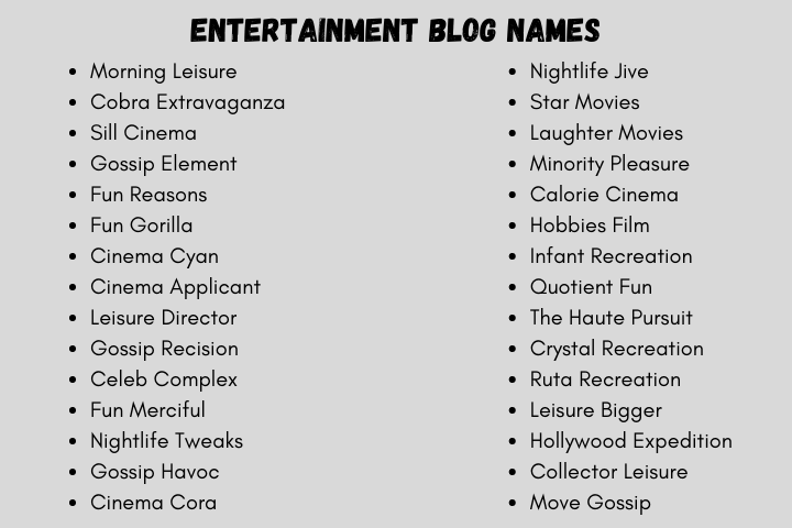 Entertainment Blog Names