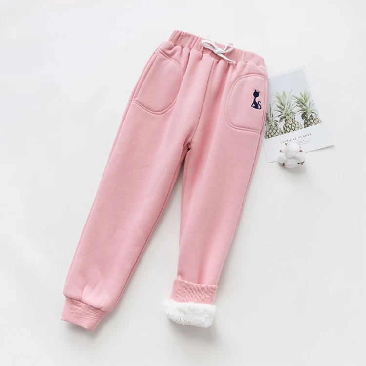 Meisjes warme fluwelen gevoerde broek, kinder-katoenen broek, perfect voor de winter, zacht en comfortabel, ideaal voor koude dagen, houdt warm