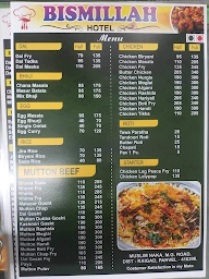 Bismillah Hotel menu 1