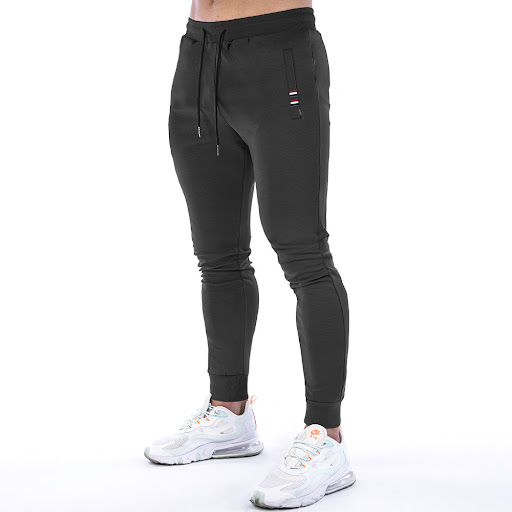 Title 1, Solid color zip pocket sports trousers for men ...