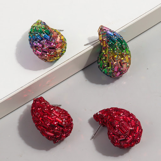 Title 3, Fashionable and fully-jewelled metal stud earri...