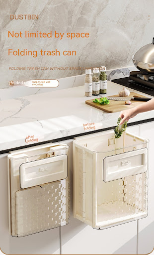 Title 2, Household Kitchen Folding Trash Can Wall Hangin...