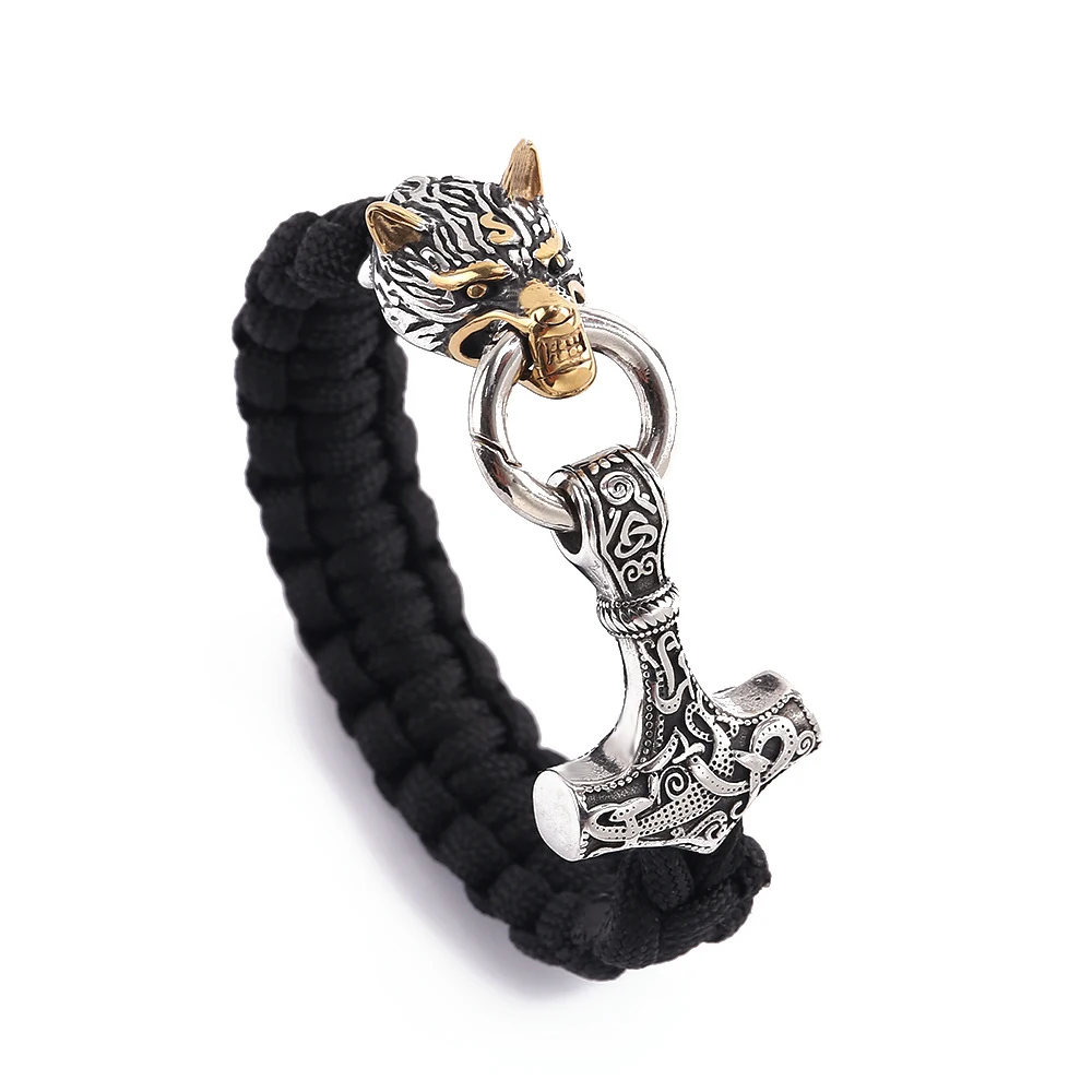 Title 3, Brazalete Trenzado Paracord con Cabeza de Lobo ...