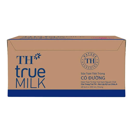 Thùng 48 bịch Sữa Tươi Tiệt Trùng Có Đường TH True Milk 220ml