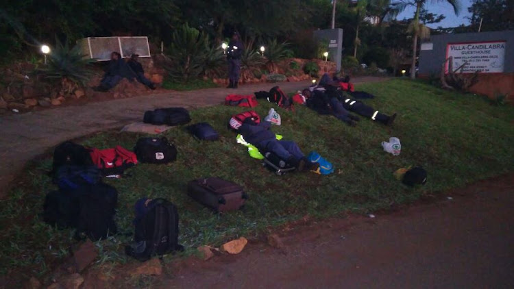 Traffic officers sleeping by the side of the road in Mpumalanga