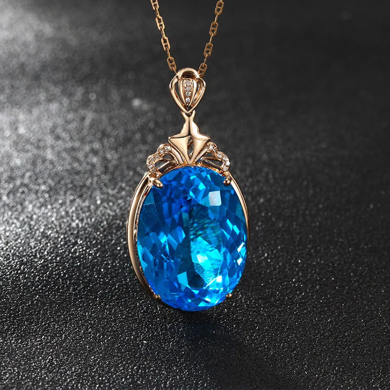 Collier Dove Egg Saphir Bijoux Femme Un collier féminin avec saphir, idéal comme cadeau, rehausse l'élégance et la beauté féminine.