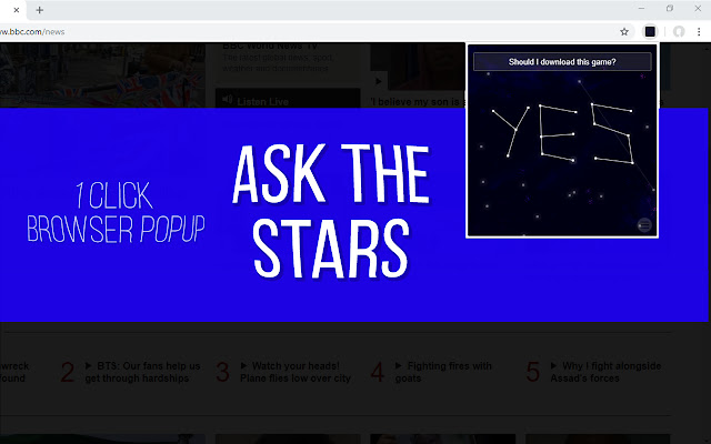 Ask The Stars (Popup Game) chrome extension