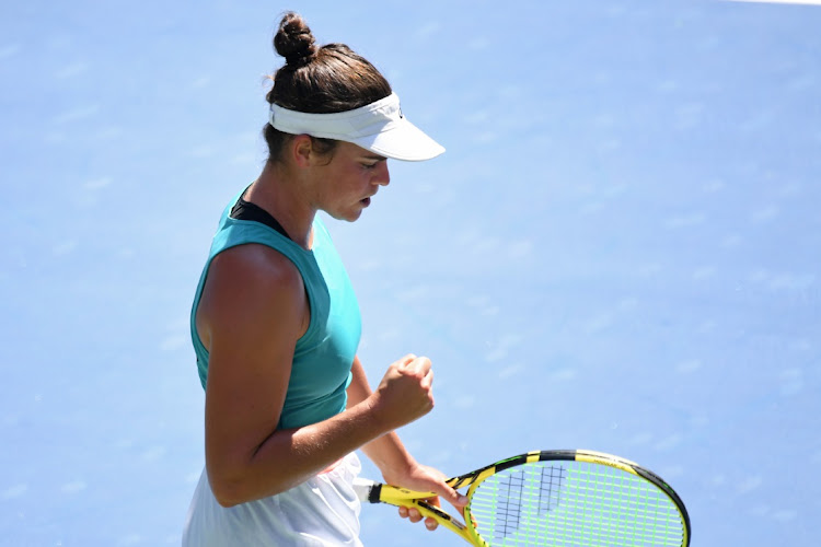 Jennifer Brady of the United States reacts after winning a point against Angelique Kerber of Germany on day seven of the 2020 US Open at USTA Billie Jean King National Tennis Center in New York on September 6, 2020.