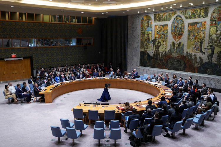 Members of the UN Security Council vote during a meeting of the Security Council on the conflict between Israel and Hamas, at UN headquarters in New York, the US, October 25 2023. Picture: DAVID DEE DELGADO/REUTERS