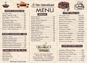 The Chococrave menu 