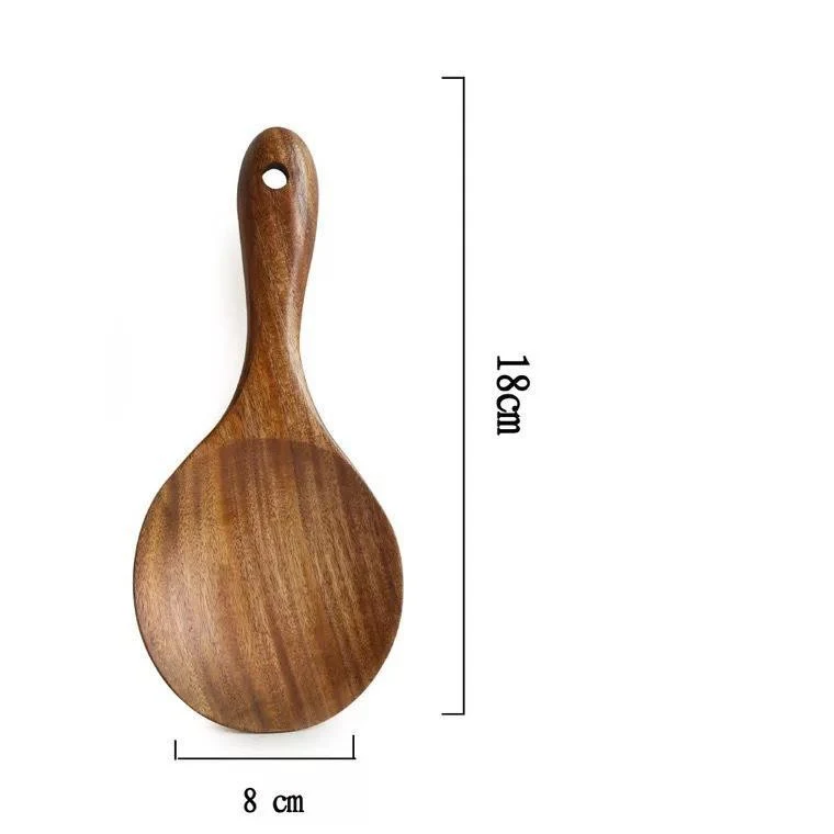 Mini spatel, rijstlepel en keukengerei. Ideaal voor anti-aanbakpannen, koken in de keuken. Houten spatel en klein keukengerei voor huishoudelijk gebruik.