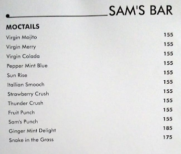 Sams Restaurant menu 