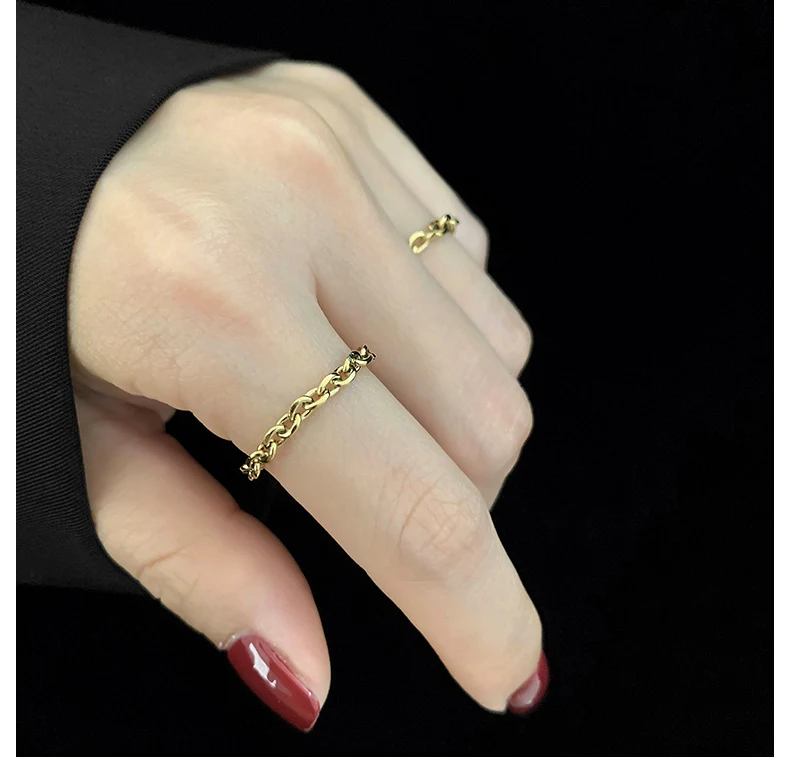 Title 2, Gouden zachte ketting titanium stalen ring dame...