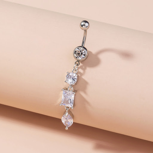Title 2, Shining Zircon Long Navel Nail Body Piercing Je...