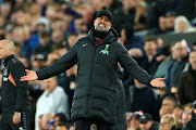 Liverpool coach Jurgen Klopp during their Premier League match against Everton at Goodison Park.