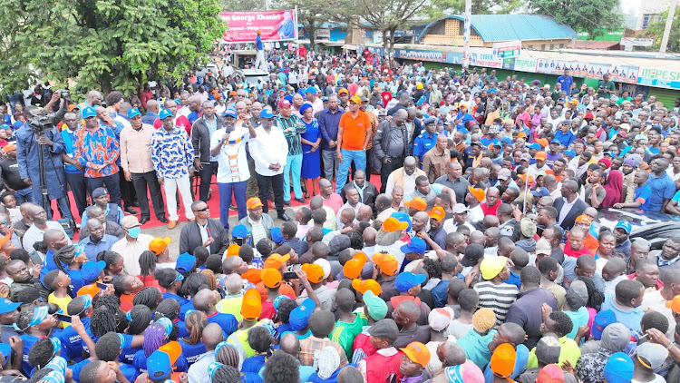 Raila Odinga addressing Azimio supporters at Mbale, Vihiga County on Wednesday, May 25, 2022.