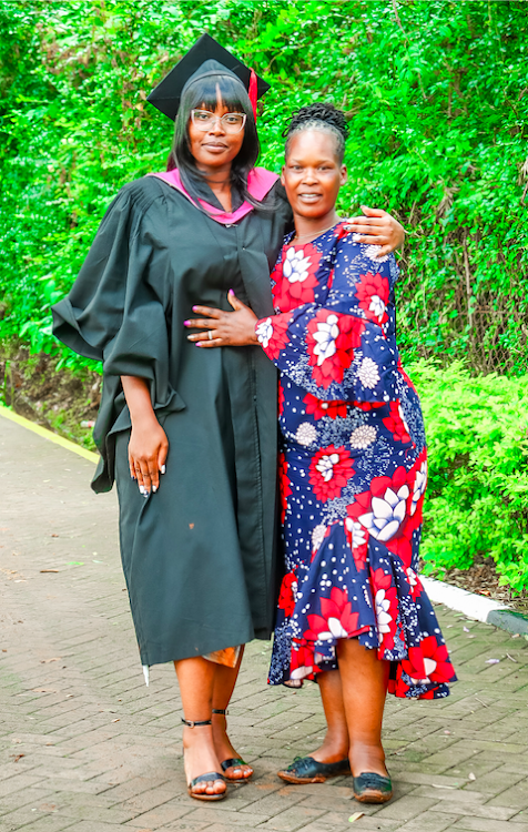 Naomi with her mother during her graduation recently. Her love for animals began in childhood, and her siblings and parents knew she would become a veterinary doctor.