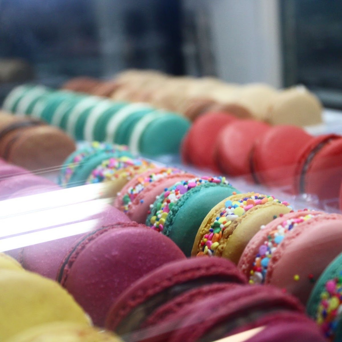 A dozen flavors of French Macarons ( all gluten friendiy ) available every day.