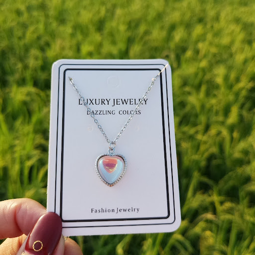 Title 2, Moonstone love heart-shaped necklace for women,...