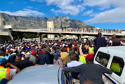 Taxi drivers gather in Cape Town before a planned march on March 24 2022.