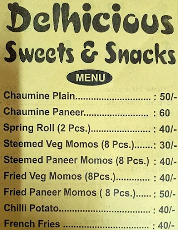 Delhicious Sweets & Snacks menu 