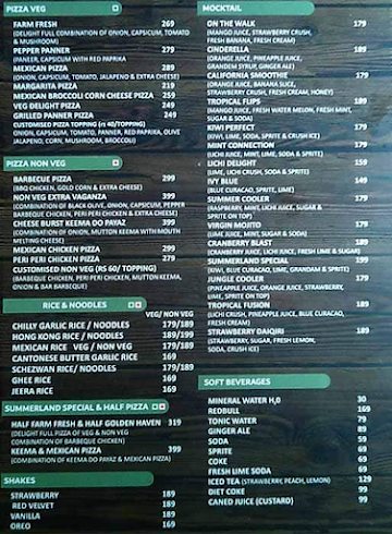 Summerland Resto Pub menu 