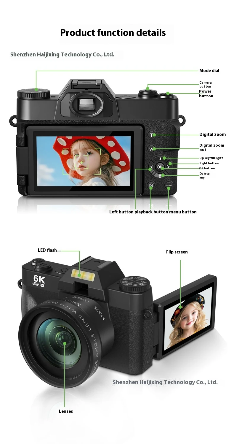 Title 4, 6K HD Digital Camera Mirrorless Retro Capture S...