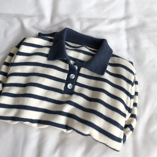 Title 3, Womens Polo Polo Collar Stripes Sweater Long S...