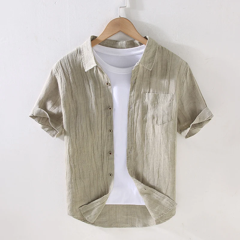 Sommer Herren Leinenhemd Kurzarm Atmungsaktiv Pure Leichtigkeit Für Heiße Tage Bequem & Kühl Casual Style Perfekt
