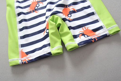 Title 4, Navy Striped Swimsuit Boys Surf Suit Set. Provi...