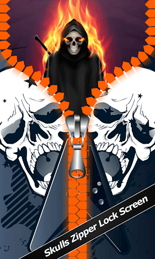 Skulls Zipper Lock Screen