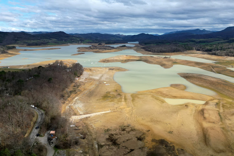 A view shows the partially dry Lake Montbel at the foot of the Pyrenees Mountains as France faces records winter dry spell raising fears of another summer of droughts and water restrictions, March 15 2023. Picture: REUTERS/Sarah Meyssonnier