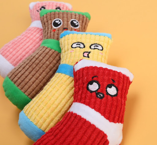 Title 3, Cartoon Sock Pet Plush Sound Toy. A fun and cud...
