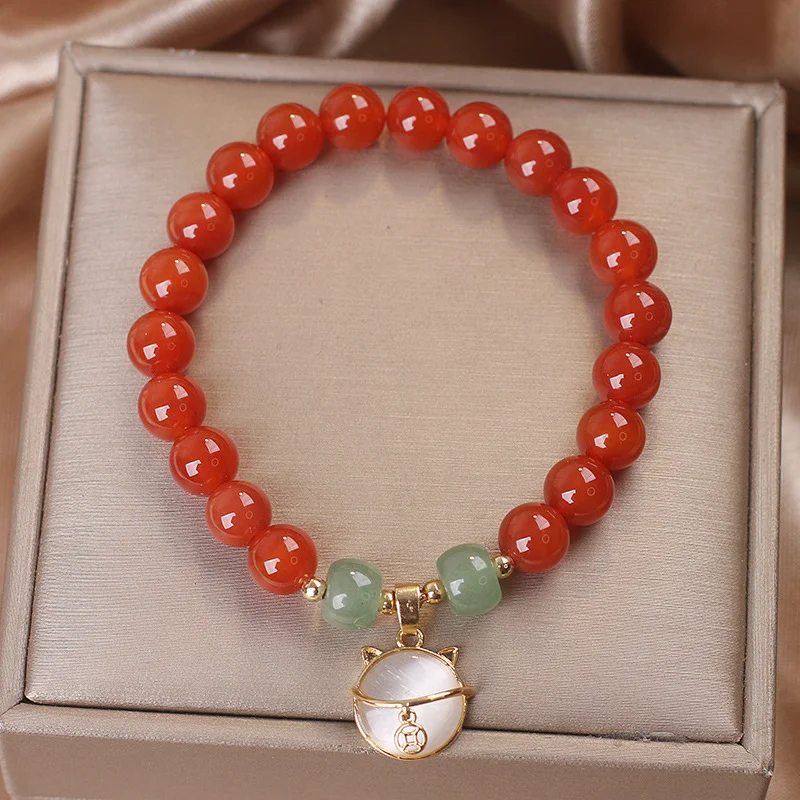 Title 4, Brazalete de ágata roja estilo étnico Gato de l...