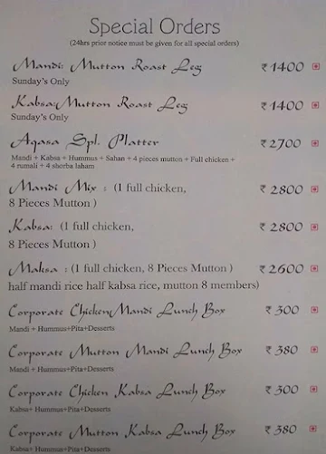 Aqasa Restaurant menu 