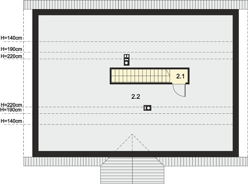 Tatiana - Rzut strychu (do aranżacji) 46,15 m2 (111,74 m2)