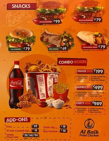 Al Baik Fried Chicken menu 