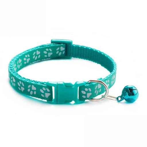 Collier Pour Chiot Collar For Cats Necklace For Cats Collar With Bell Colar Cute Paw Print Adjustable Nylon Ribbon Neck 