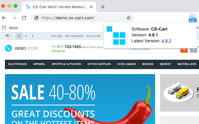 Version Check for CS-Cart chrome extension