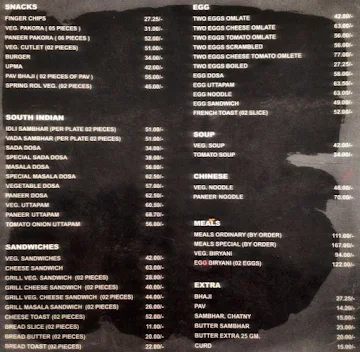 Indian Coffee House menu 