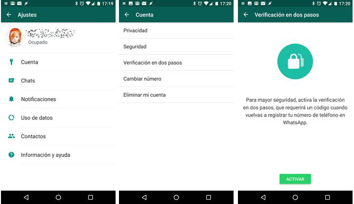 activar la verificación en dos pasos whatsapp