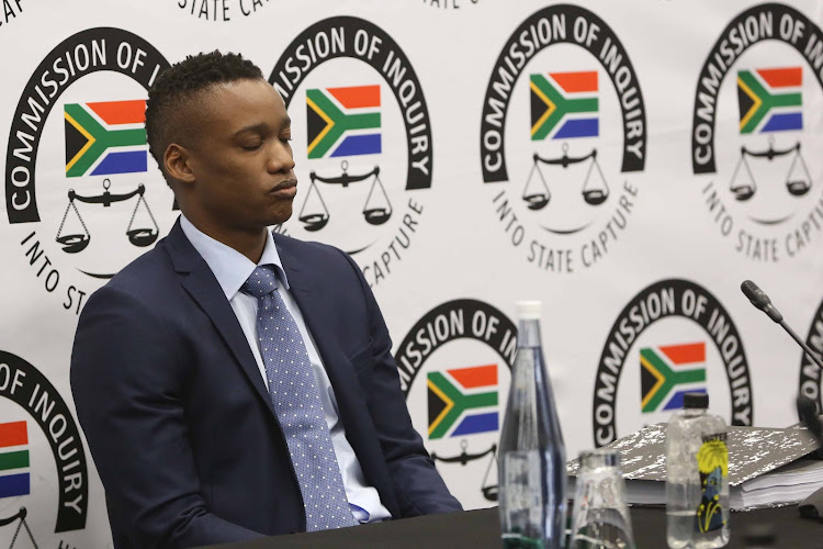 Duduzane Zuma takes the stand at the state capture commission in Parktown, Johannesburg, on October 7 2019.