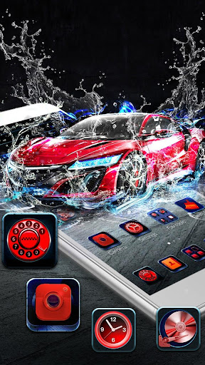 Water Splash Red Car Theme