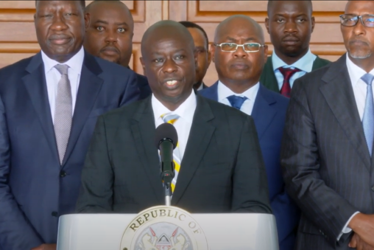 Deputy President Rigathi Gachagua speaks during Media briefing on emergency multi-agency response on floods at State House, Nairobi, April 25, 2024.