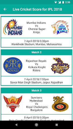 Live Cricket Score for IPL 2019