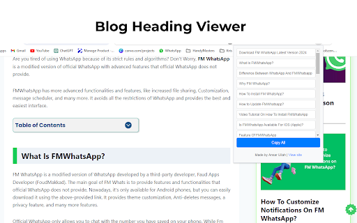 Blog Heading Viewer