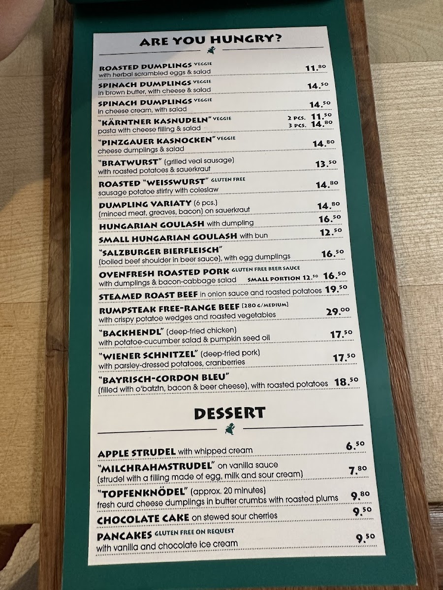 Die Weisse gluten-free menu