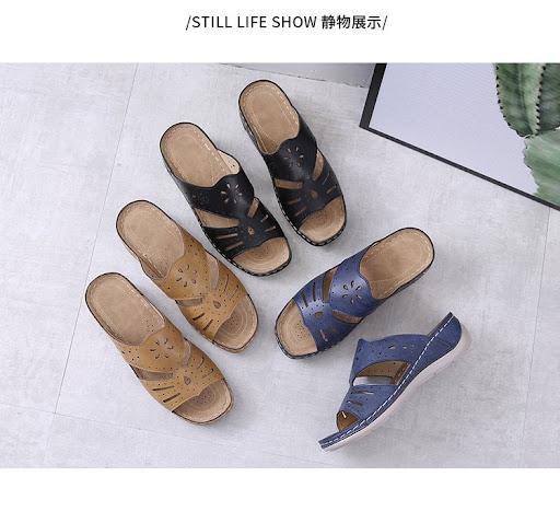 Title 5, Womens casual straight wedge hollow slippers, ...