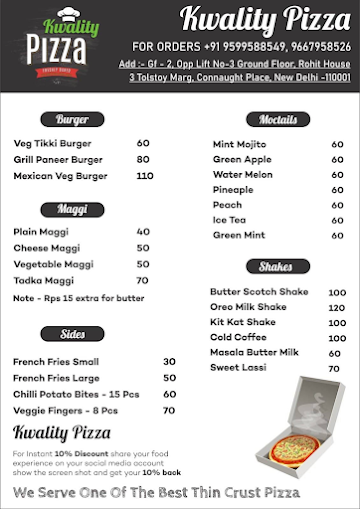 Kwality Pizza menu 